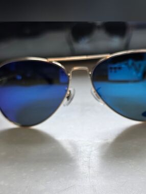 Prive Reveau  Aviator-Style Sunglasses with Blue Mirrored Lenses